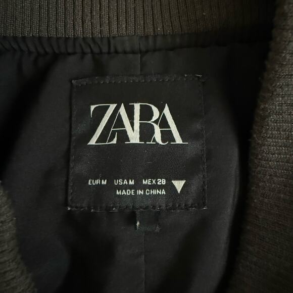 Zara cropped faux leather bomber jacket in distressed brown womens size medium - Picture 4 of 8